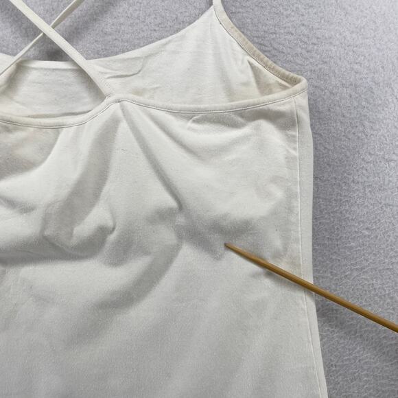 EILEEN FISHER Tank Top XL Organic Cotton Jersey Cross Back Shelf Bra White USA - Picture 15 of 16